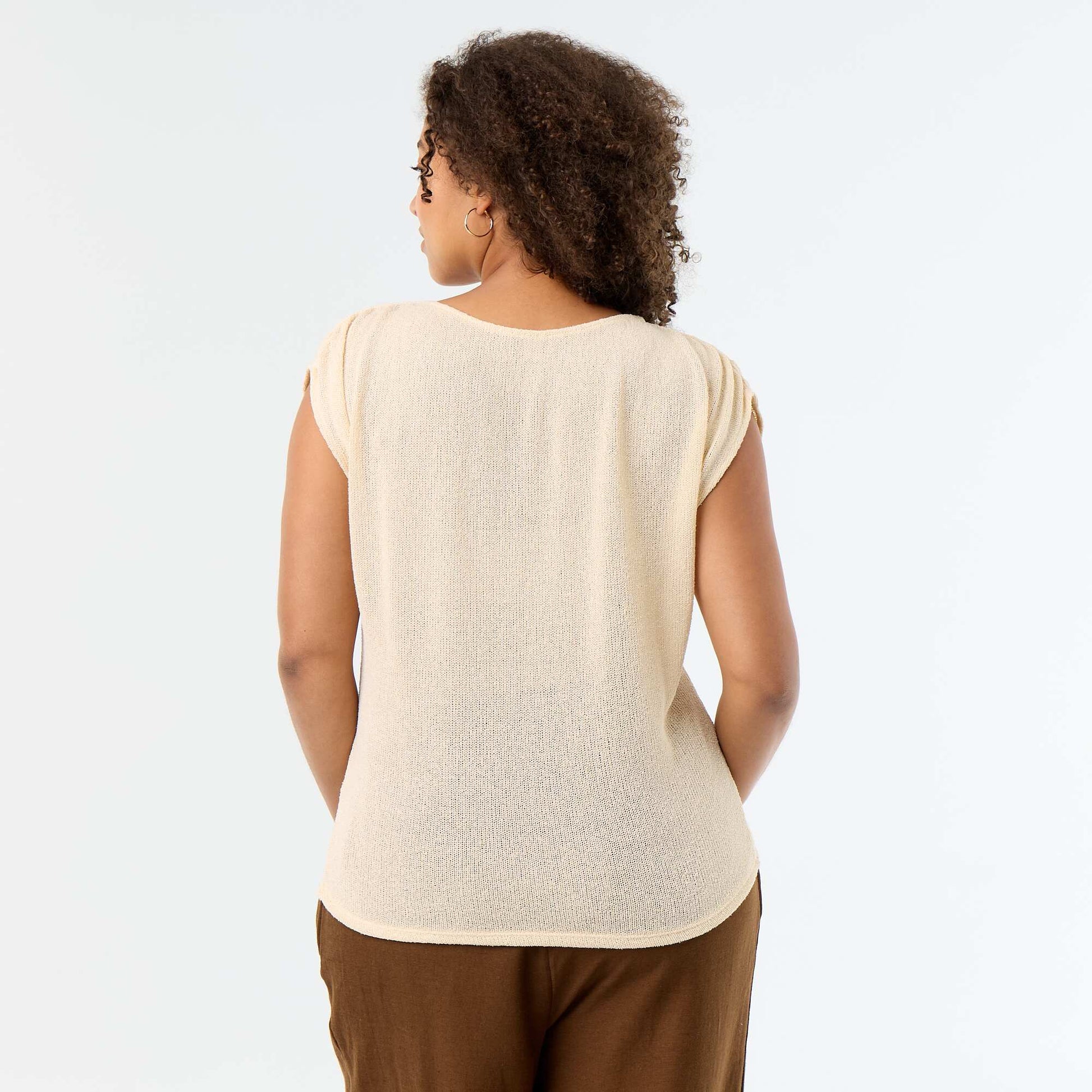 Sleeveless top in openwork fabric WHITE