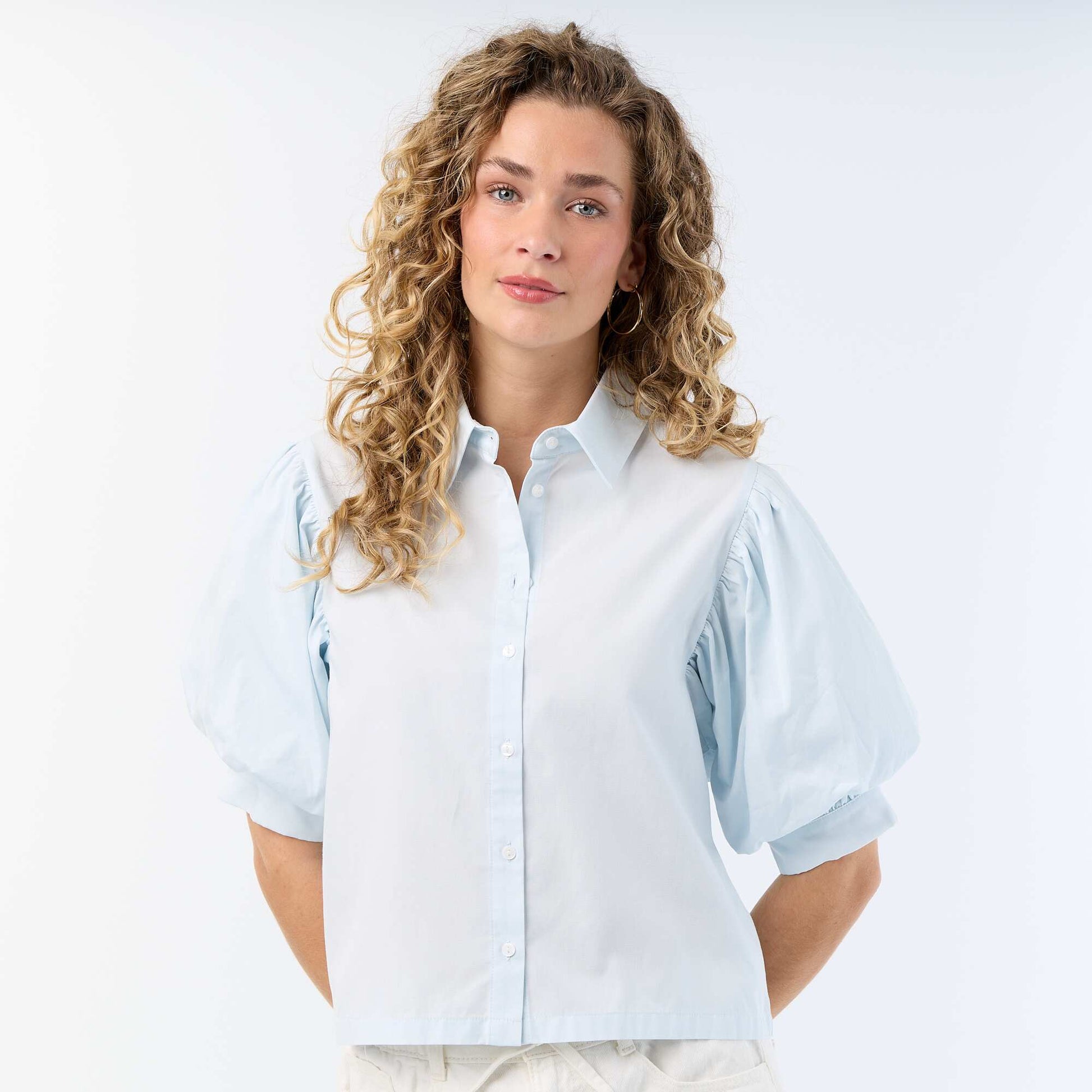 Short-sleeved balloon shirt BLUE