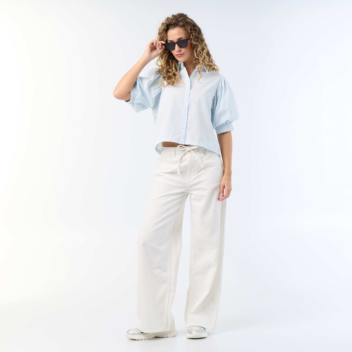 Short-sleeved balloon shirt BLUE
