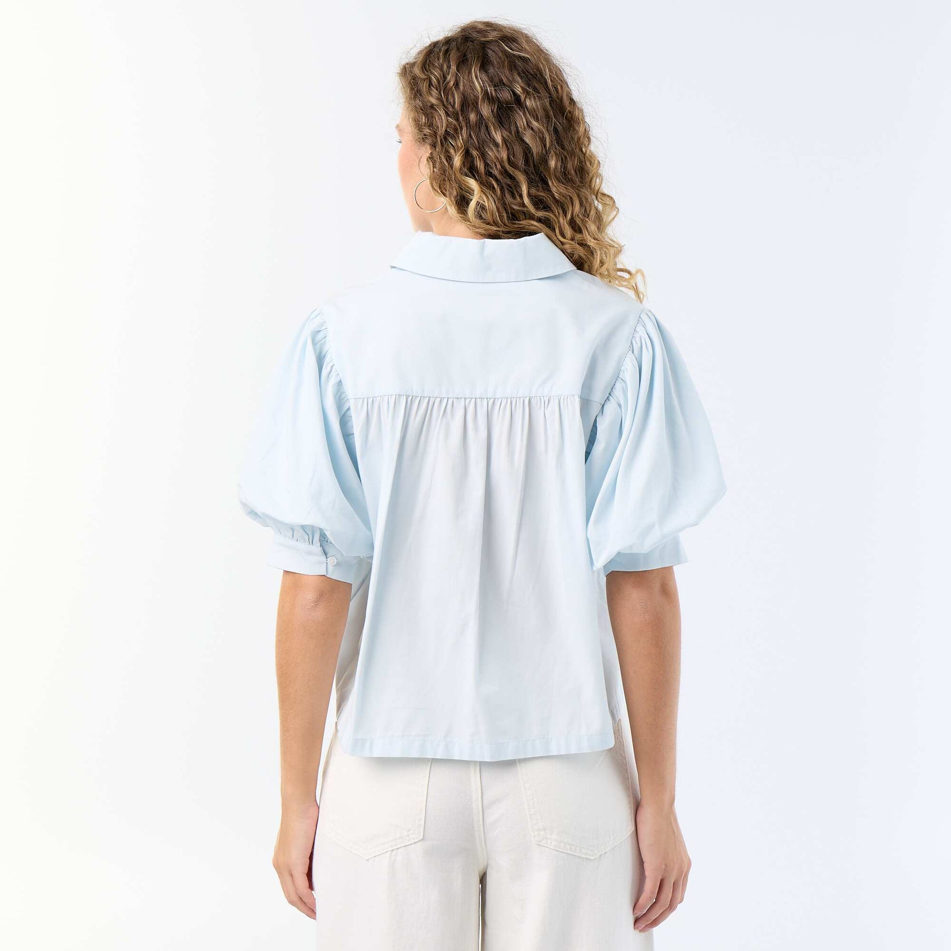Short-sleeved balloon shirt BLUE