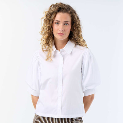 Short-sleeved balloon shirt WHITE