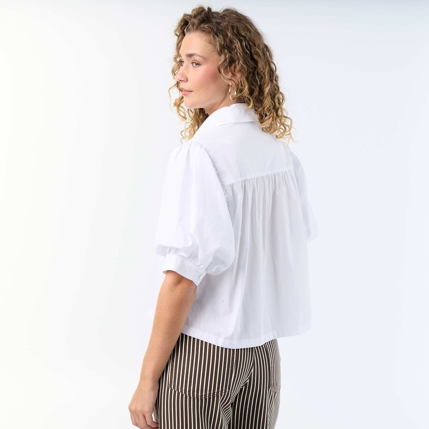 Short-sleeved balloon shirt WHITE