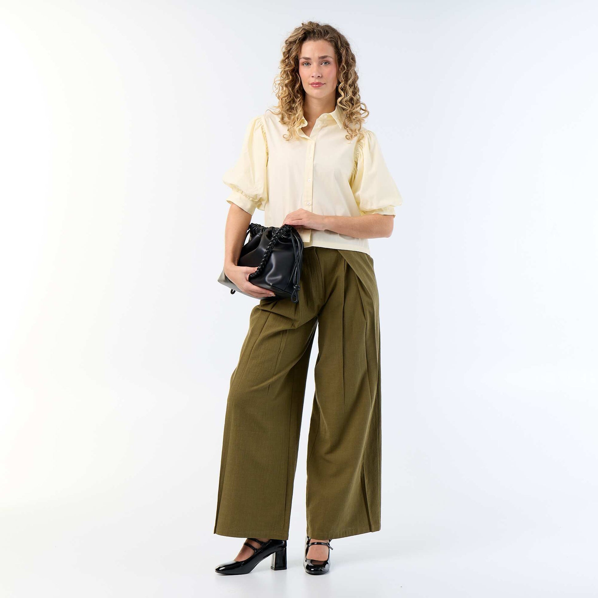 Short-sleeved balloon shirt YELLOW