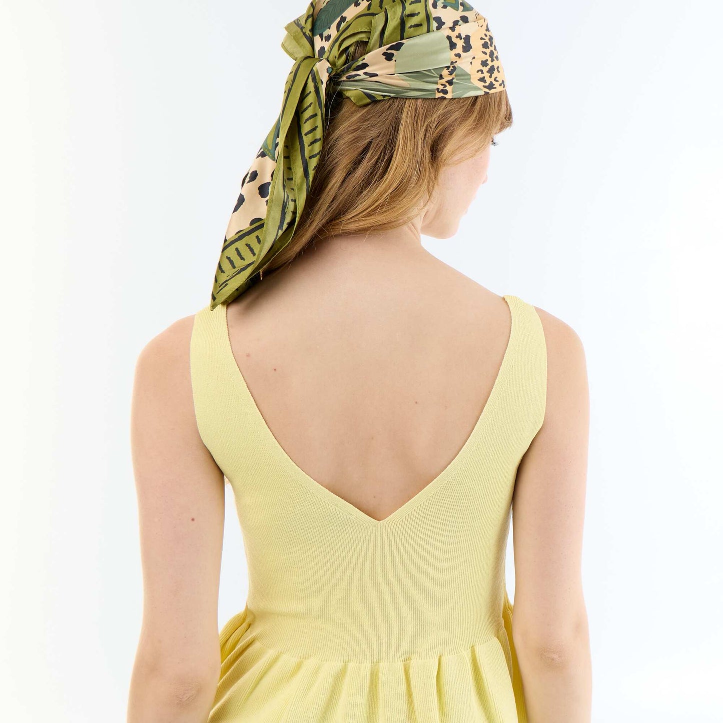 Rib-knit peplum top YELLOW