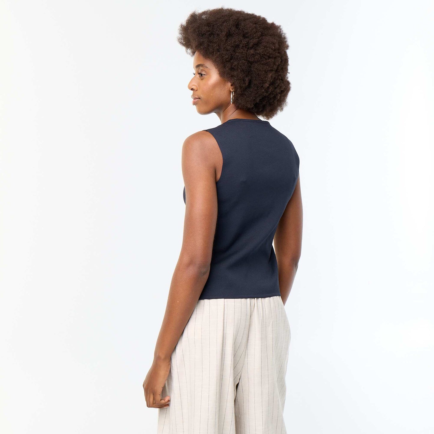 Sleeveless Fine-Gauge Knit Vest BLUE