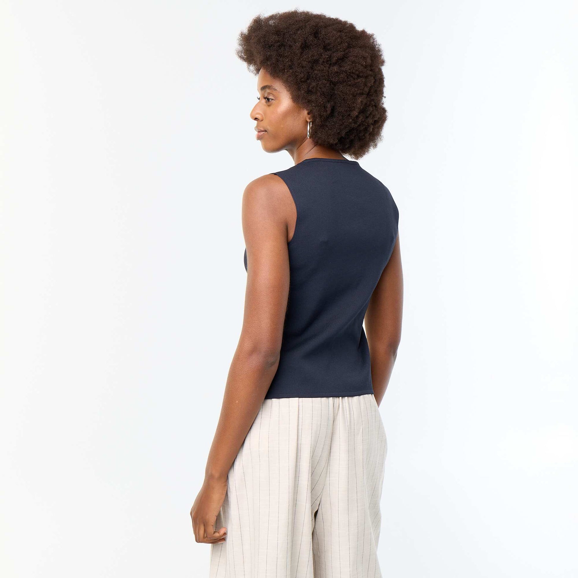 Sleeveless Fine-Gauge Knit Vest BLUE