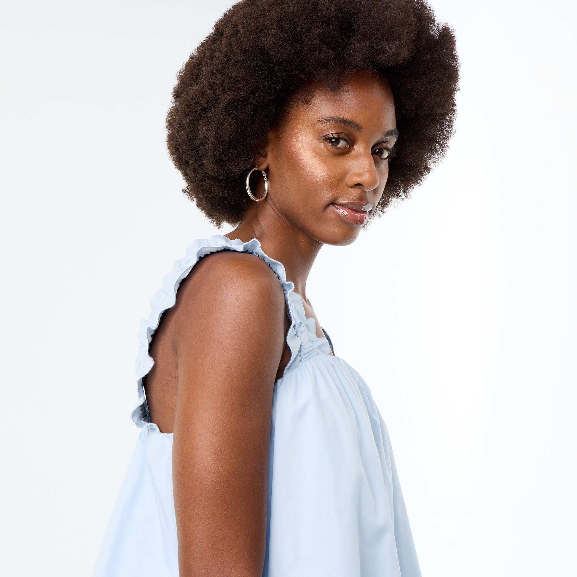 Sleeveless Top with Ruffled Straps BLUE