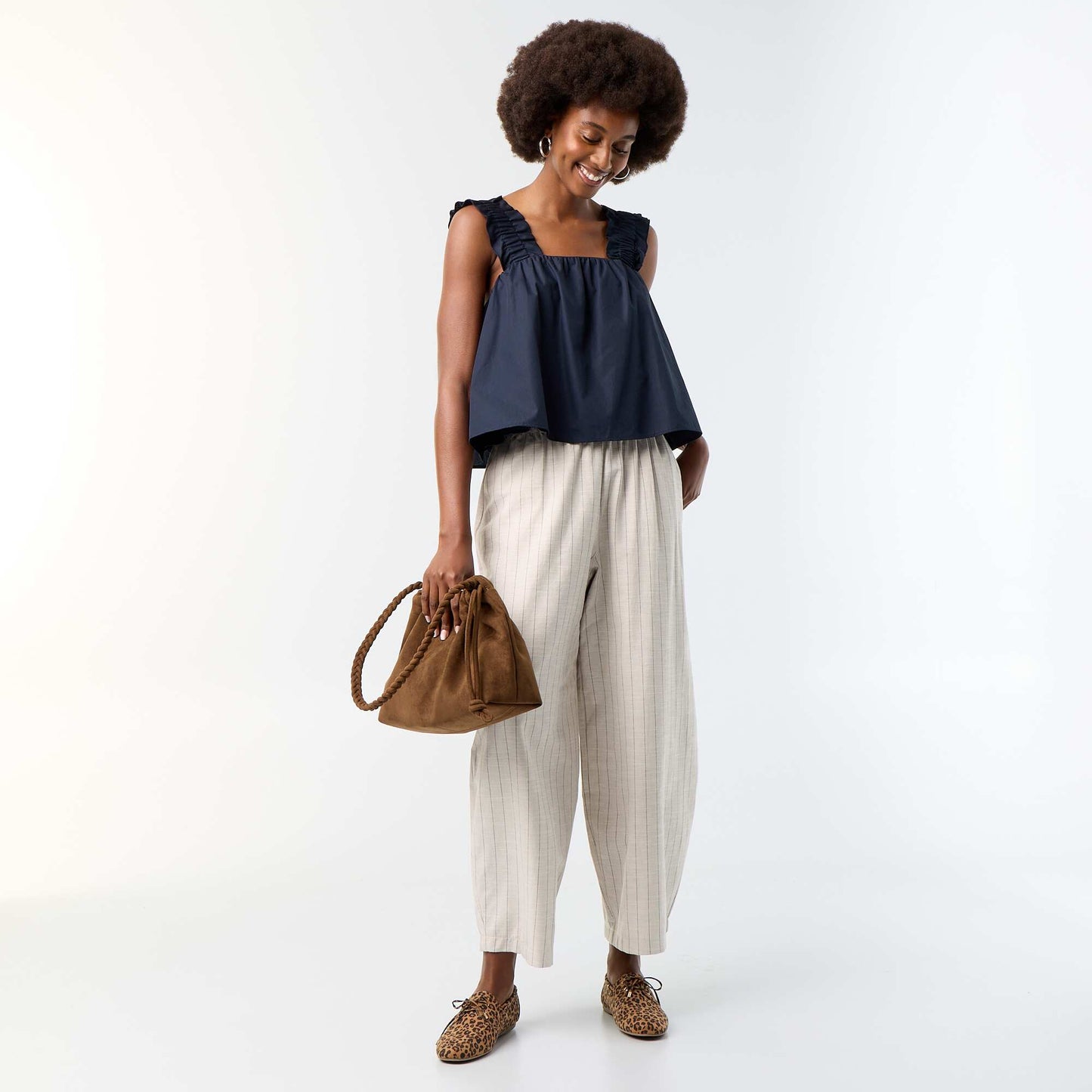 Sleeveless Top with Ruffled Straps BLUE