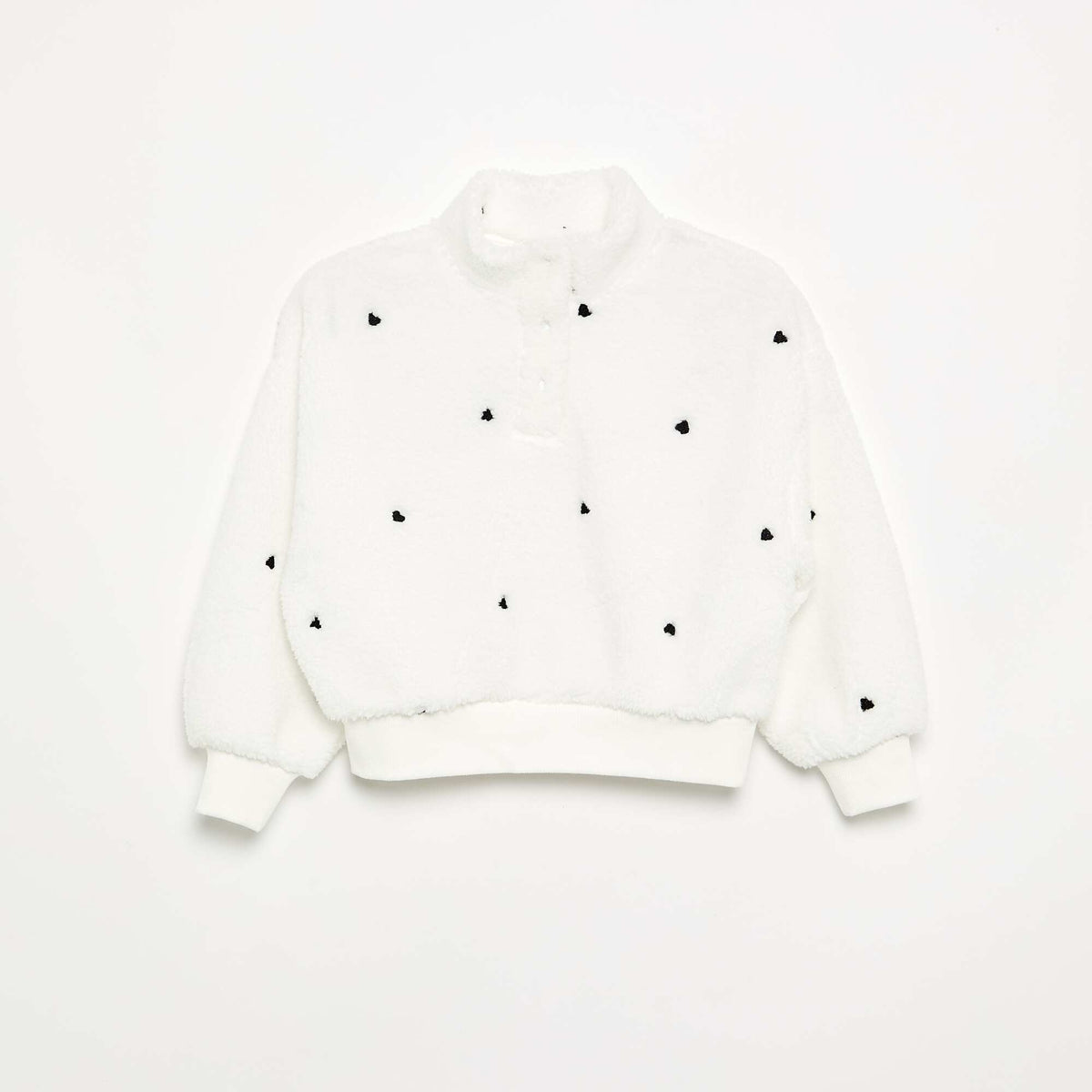 High-Neck Fleece Sweatshirt WHITE