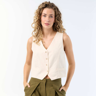 Sleeveless Suit Vest BEIGE