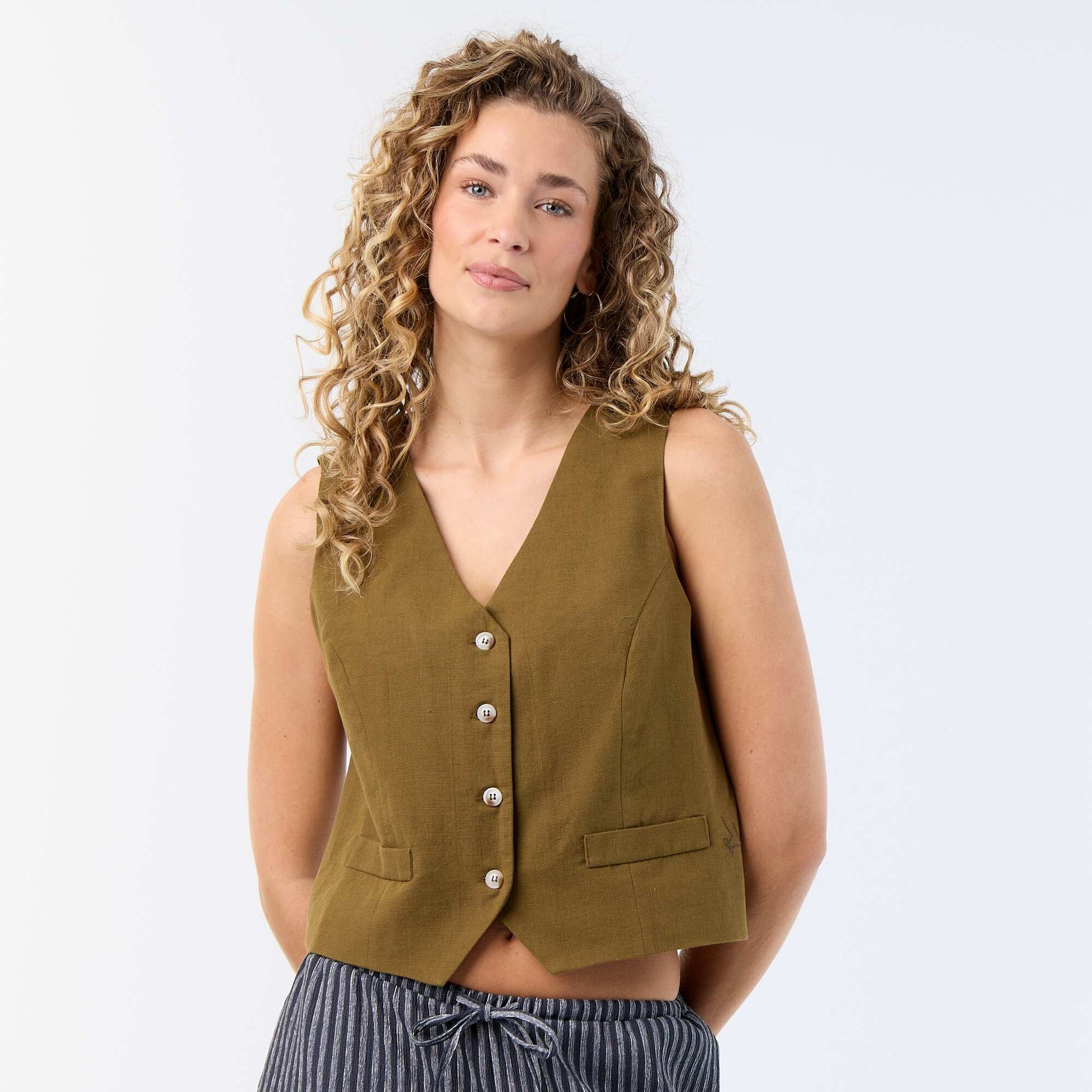 Sleeveless Suit Vest GREEN