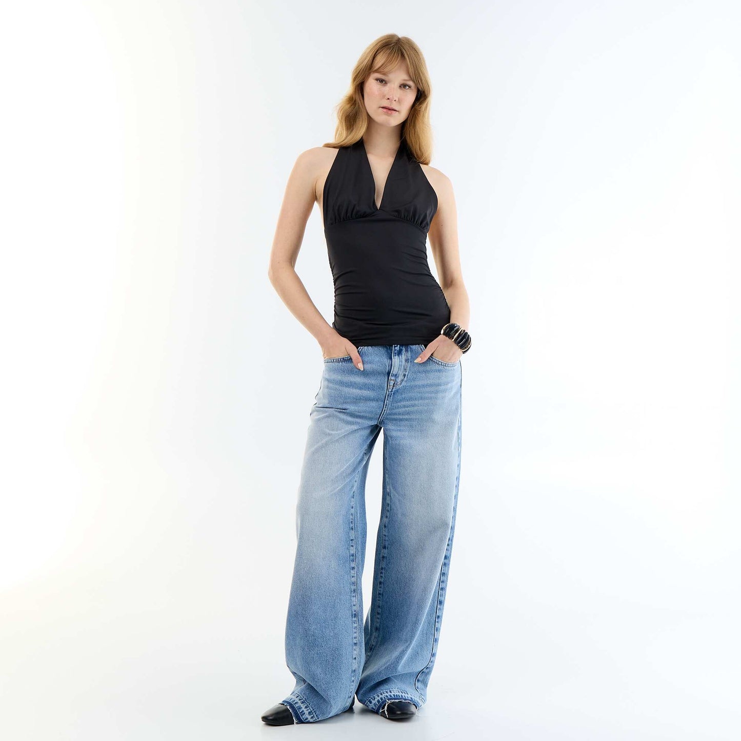 Halter Neck Stretch Top BLACK