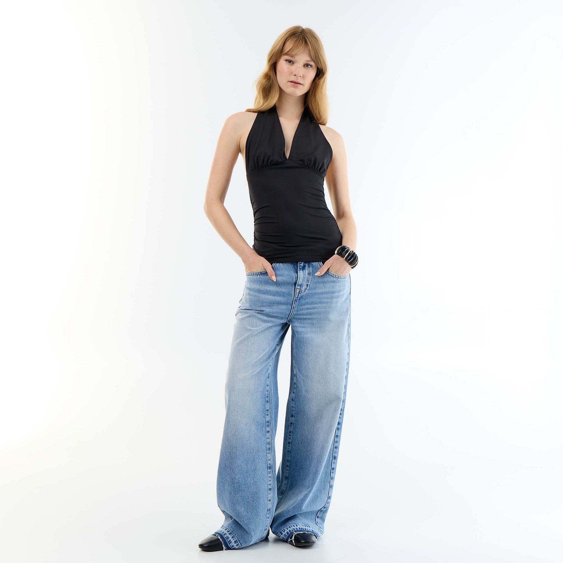 Halter Neck Stretch Top BLACK