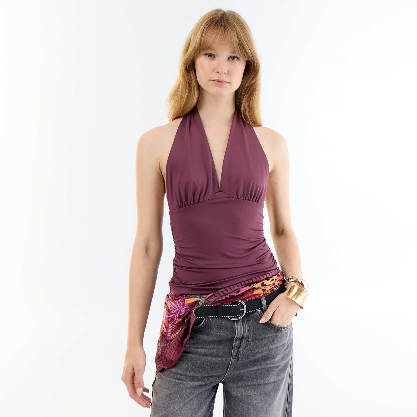 Halter Neck Stretch Top PURPLE