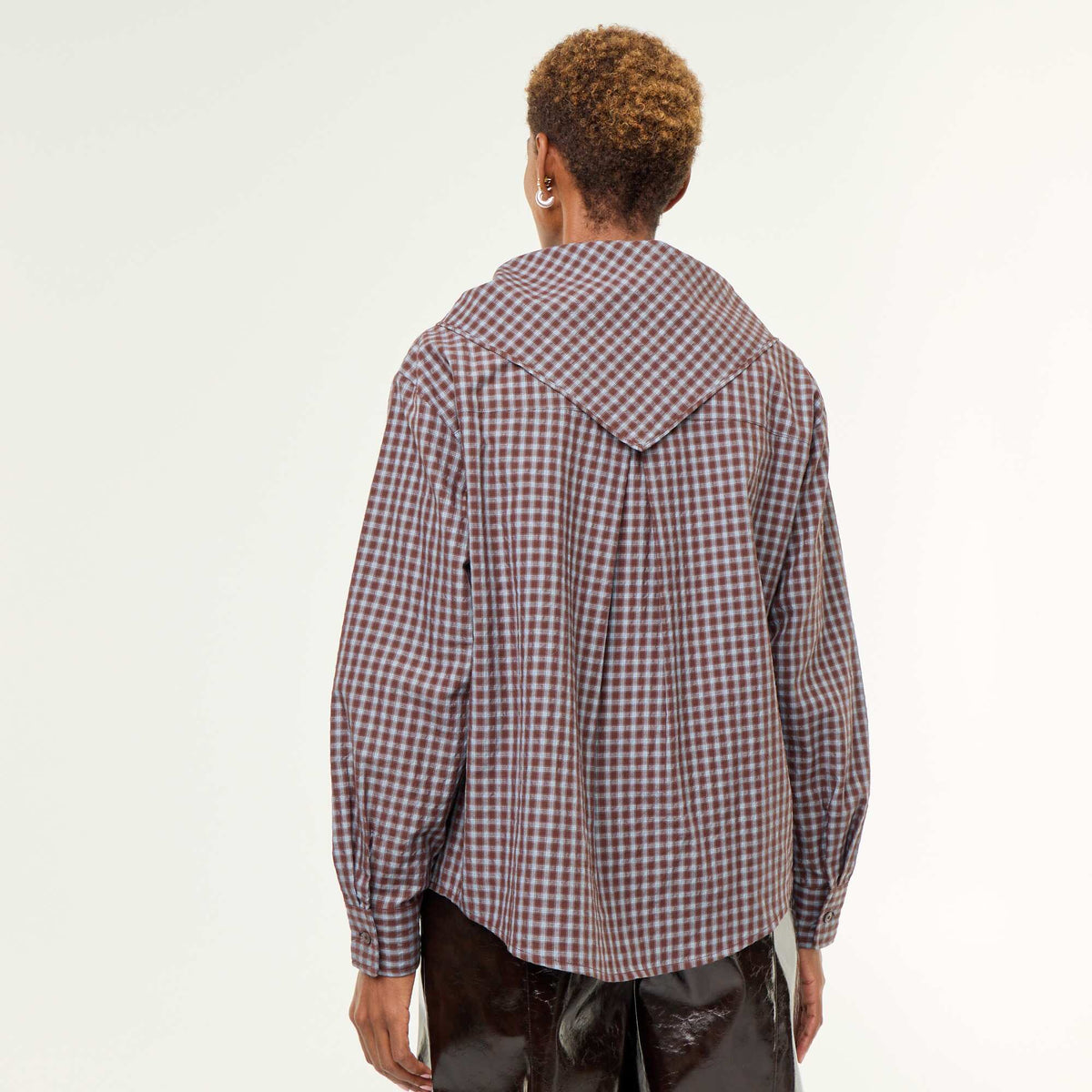 Checked shirt with scarf BLUE
