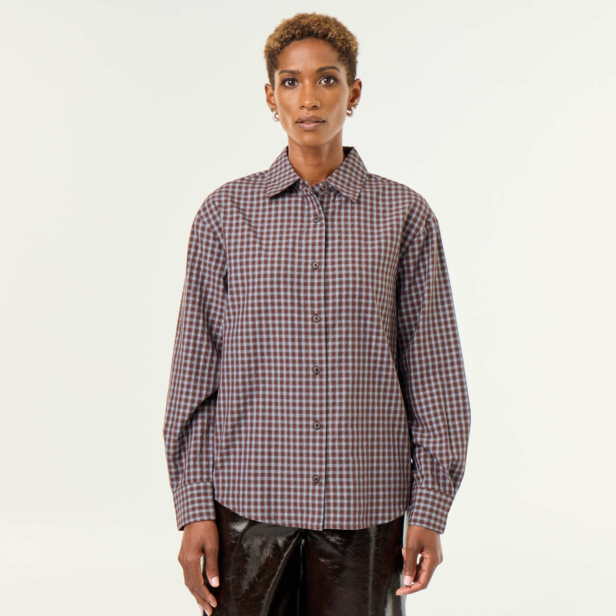 Checked shirt with scarf BLUE