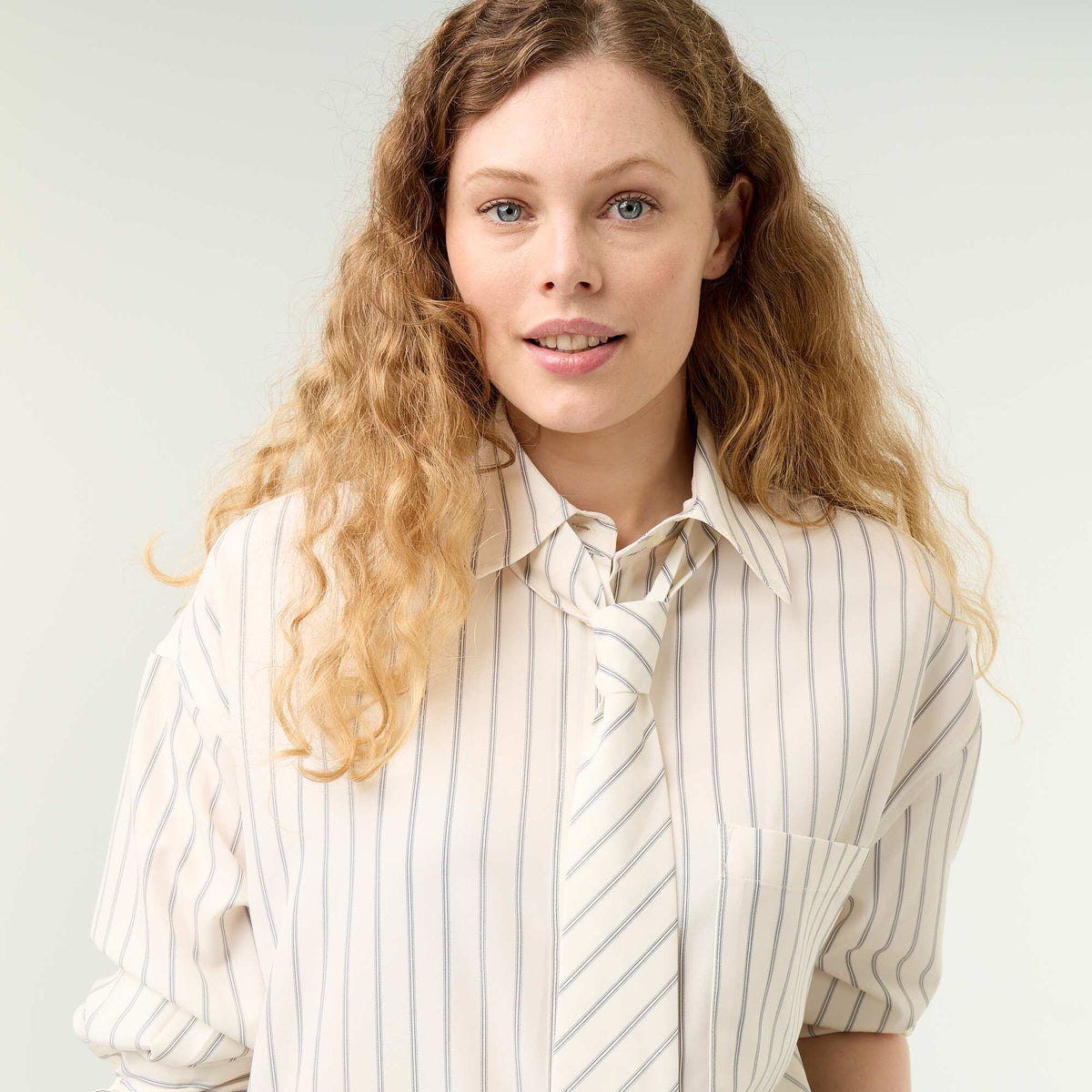Striped Shirt & Matching Tie Set - 2 Pieces BEIGE