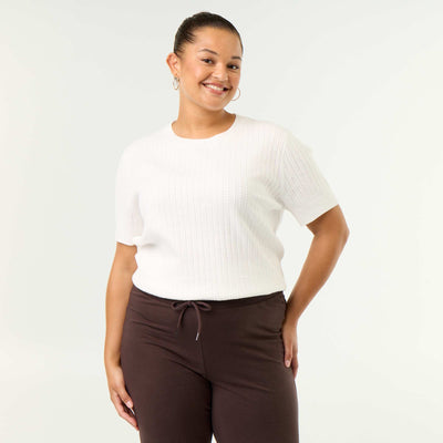 Open-knit T-shirt WHITE