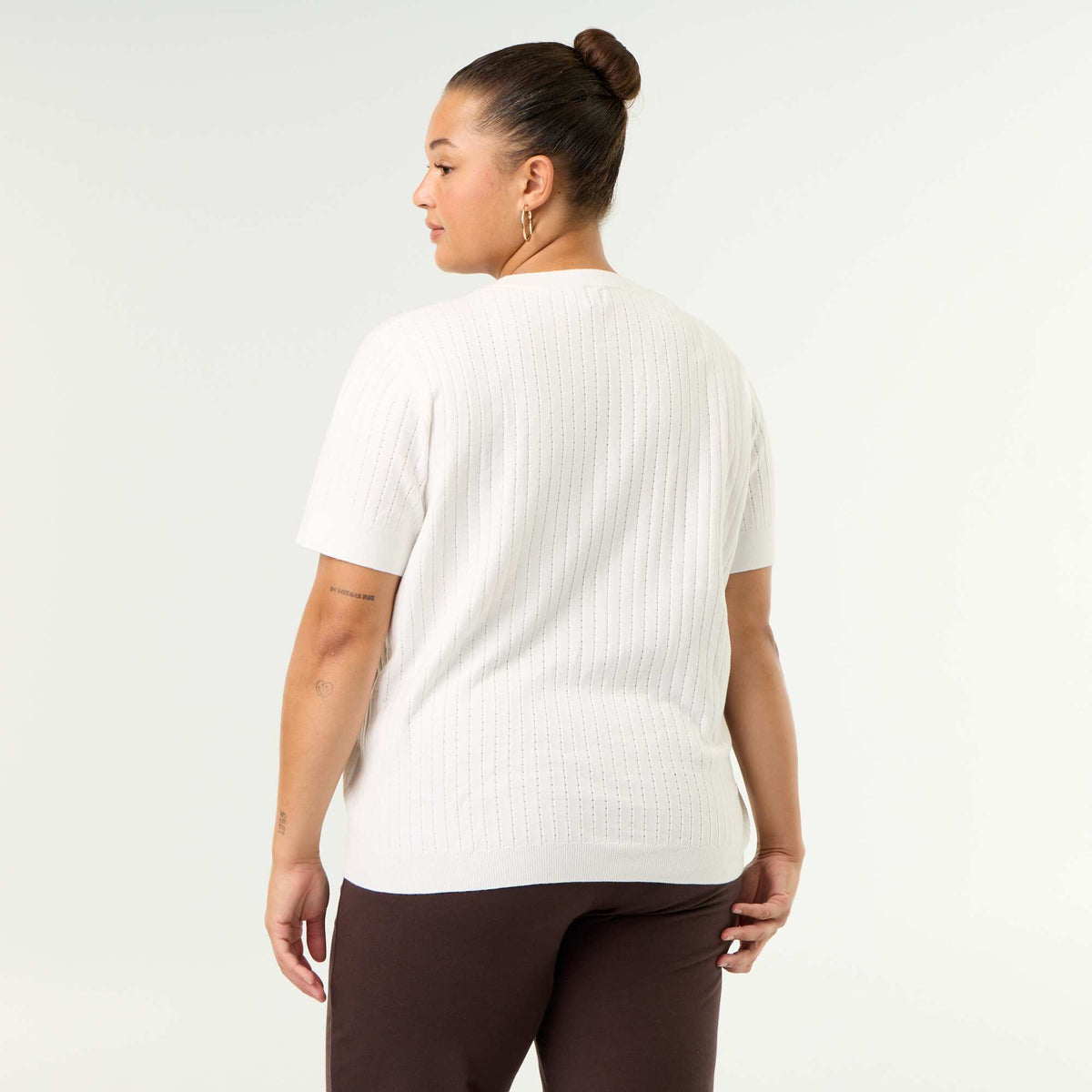 Open-knit T-shirt WHITE