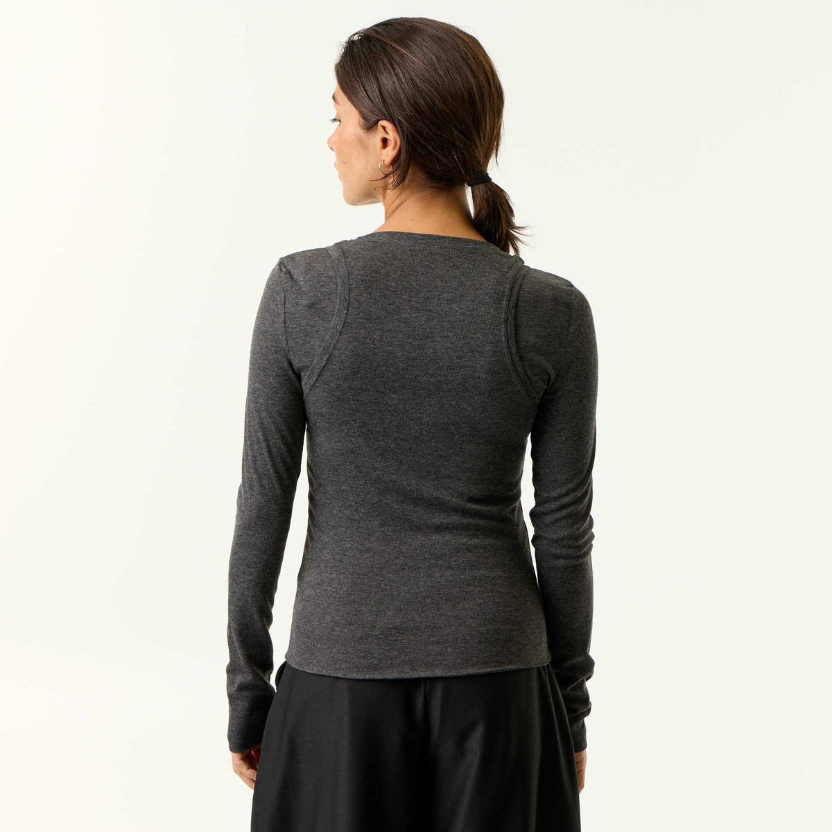 2-in-1 effect T-shirt with tank top GREY