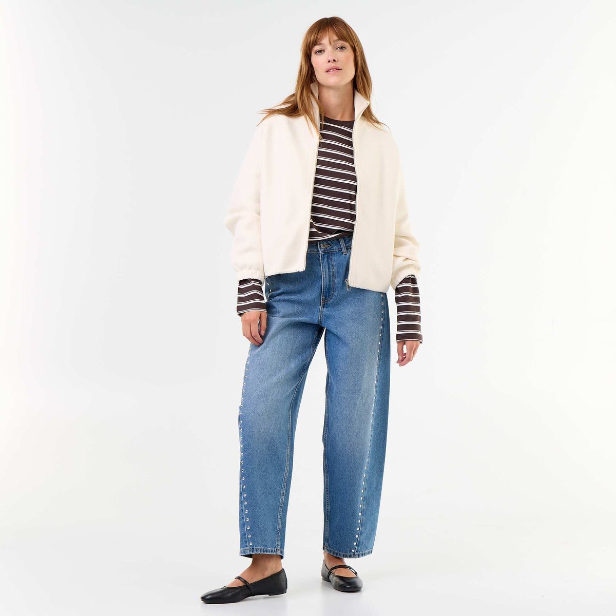 Zipped High-Neck Cardigan BEIGE