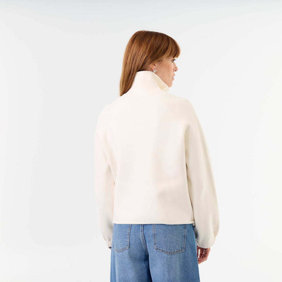 Zipped High-Neck Cardigan BEIGE