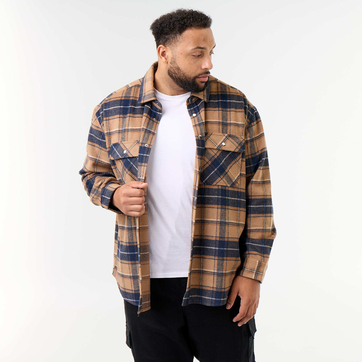 Checked overshirt BEIGE