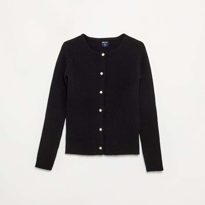 Cardigan with star-shaped buttons BLACK