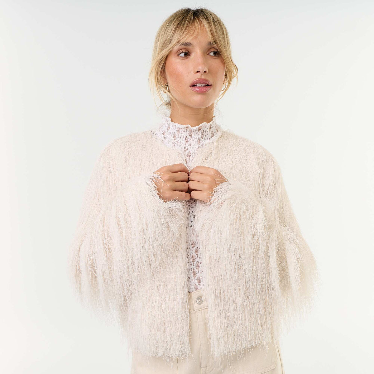 Women's lightweight plain woven jacket BEIGE