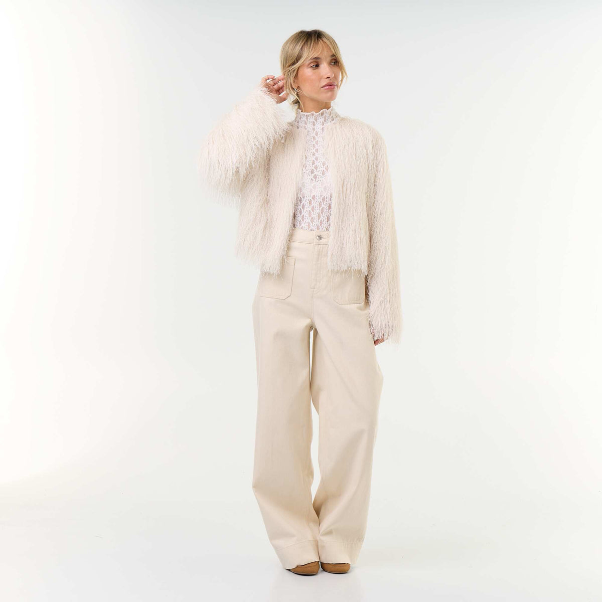 Women's lightweight plain woven jacket BEIGE