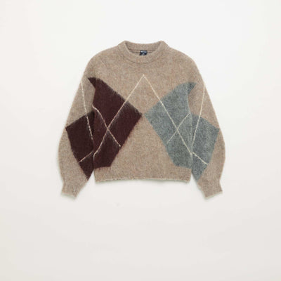 Diamond Pattern Sweater BROWN