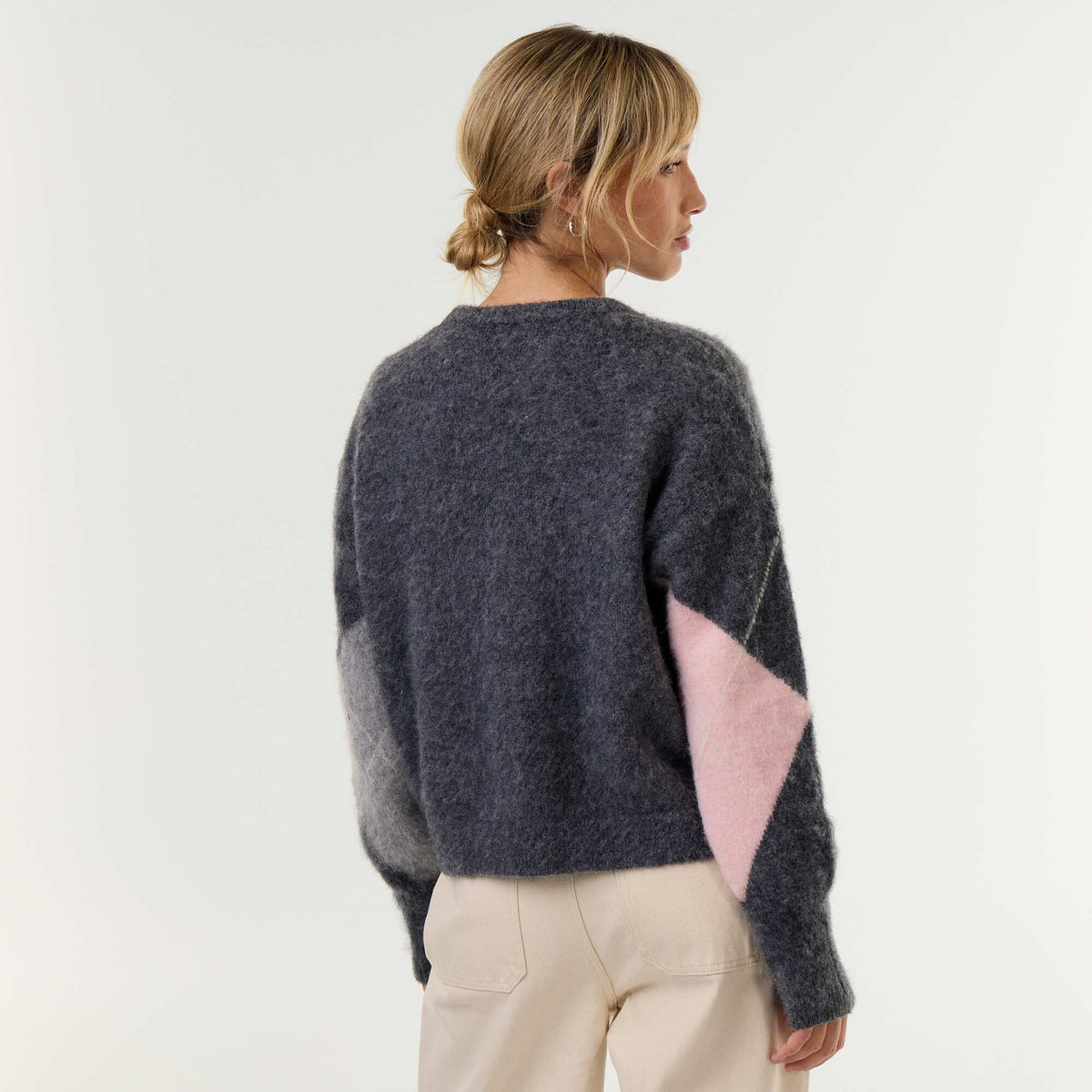 Warm knit round neck sweater GREY