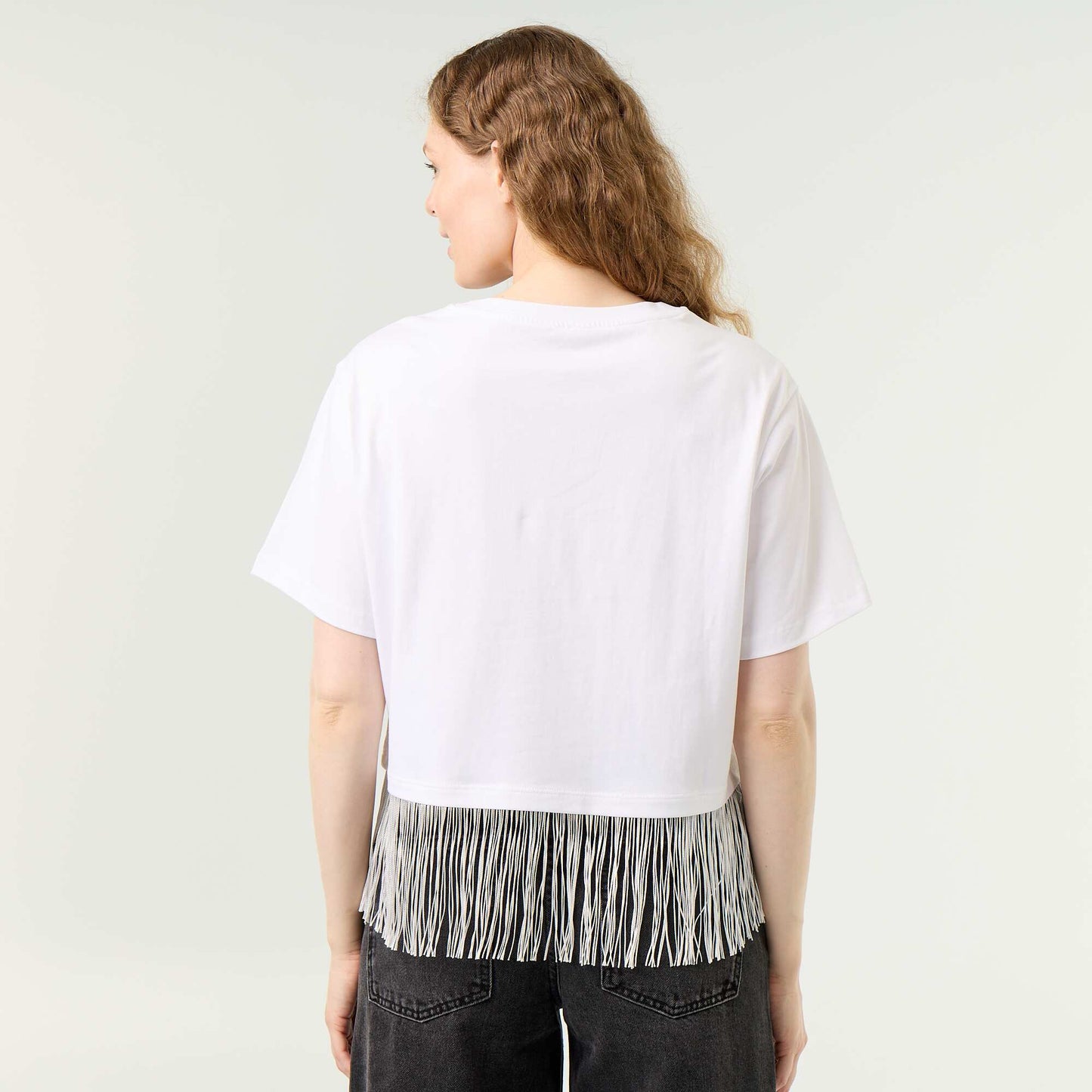 Fringed Basic T-shirt WHITE