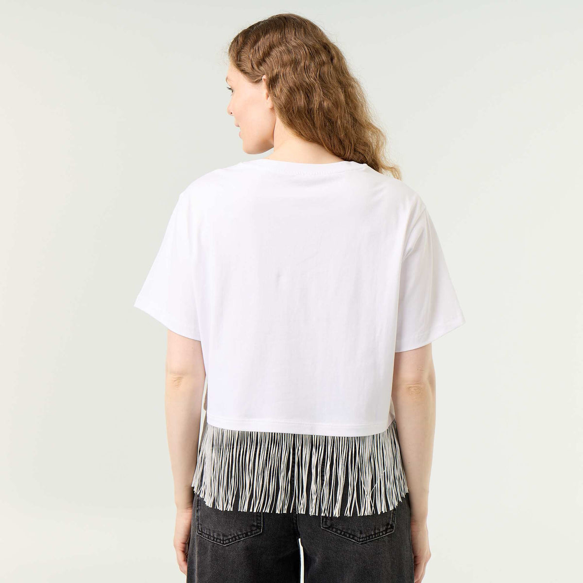 Fringed Basic T-shirt WHITE