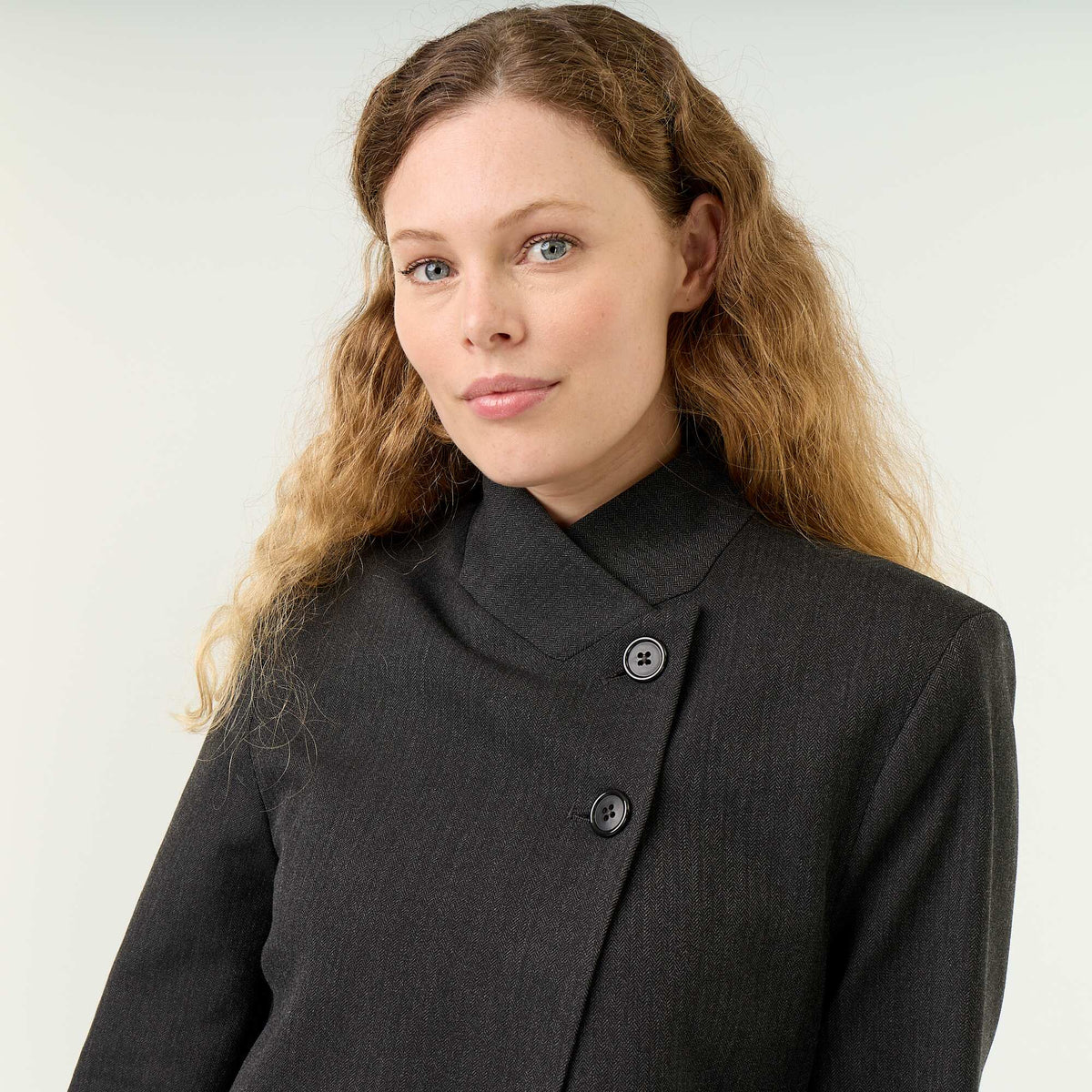 Wrap Effect Stand-Up Collar Blazer GREY
