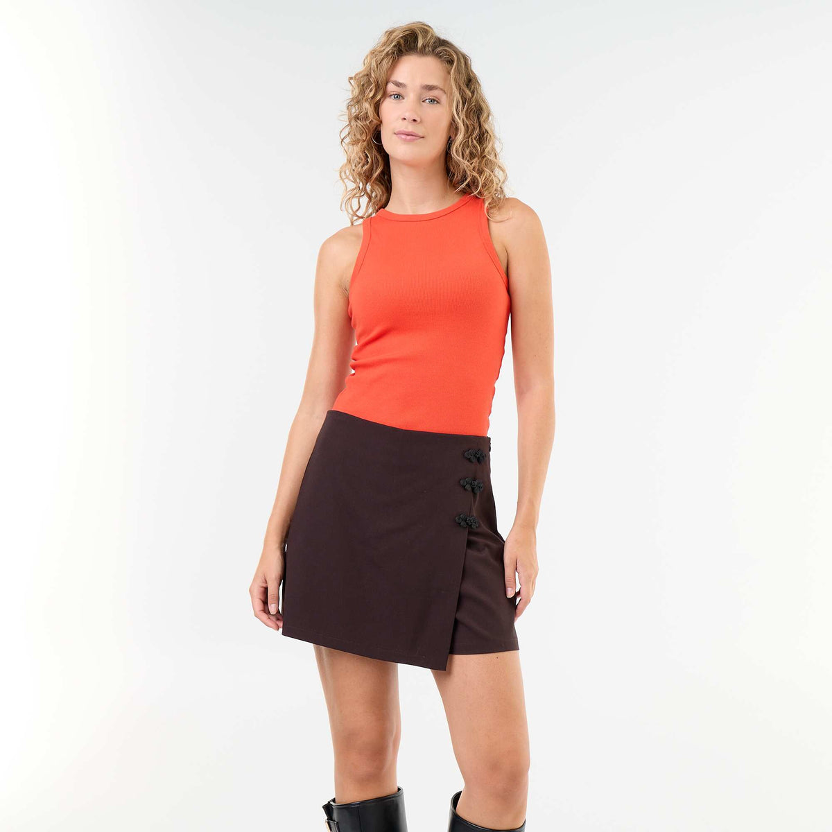 Mandarin Detail Skort BROWN