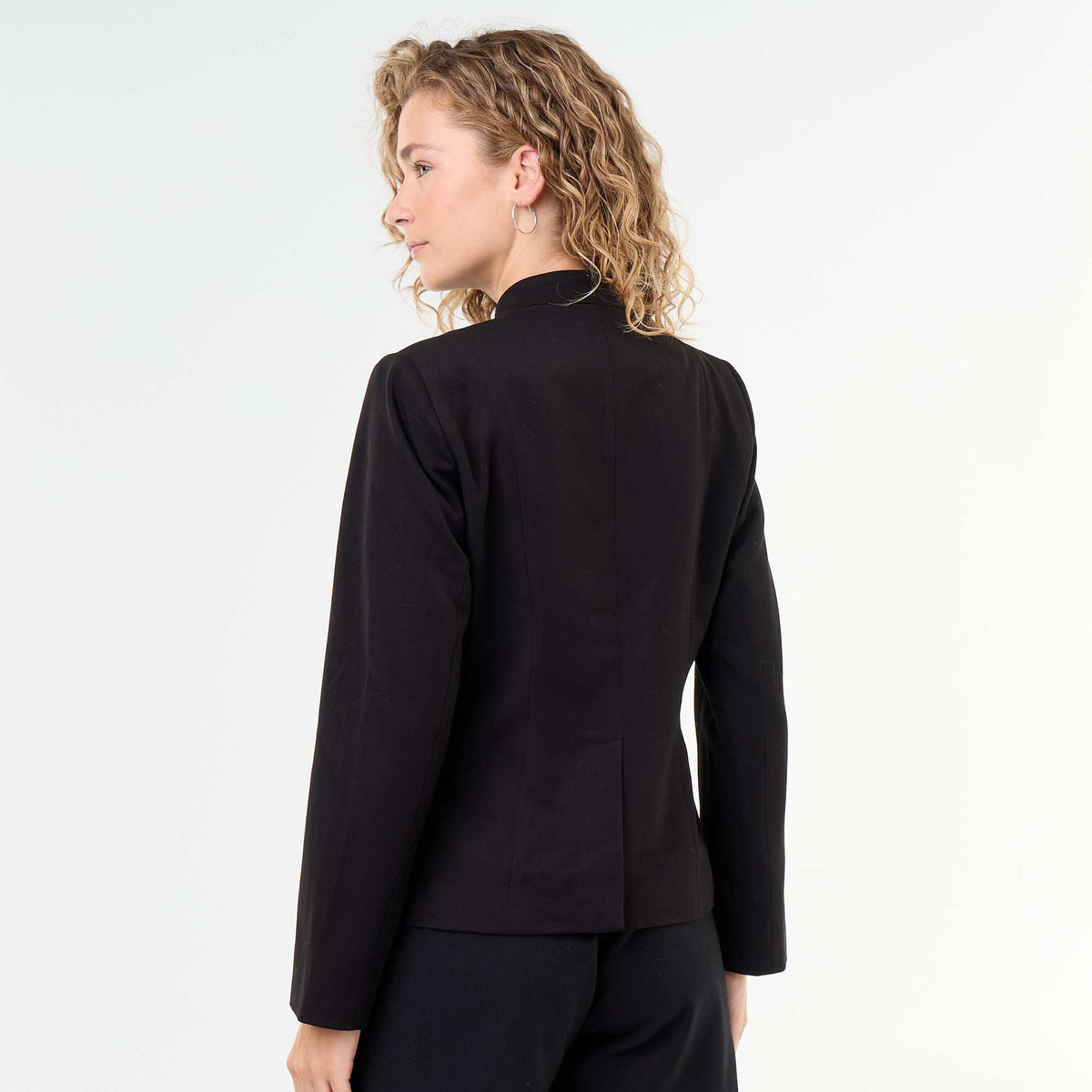 Tailored Jacket with Mandarin Closure Detail BLACK