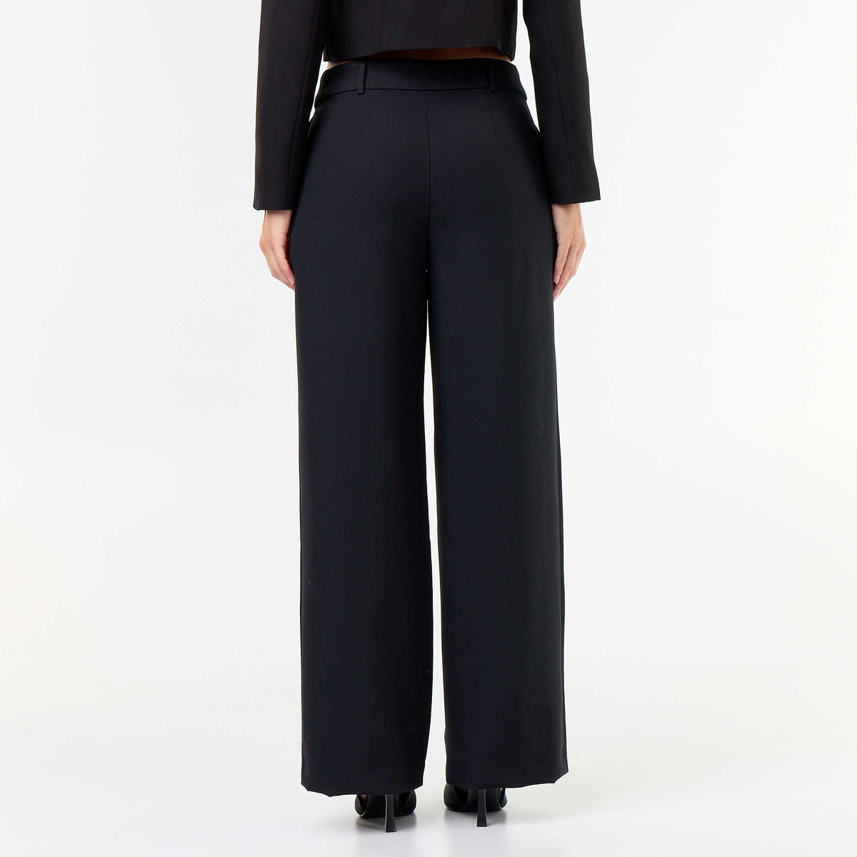 Wide-leg trousers with gold buttons BLACK