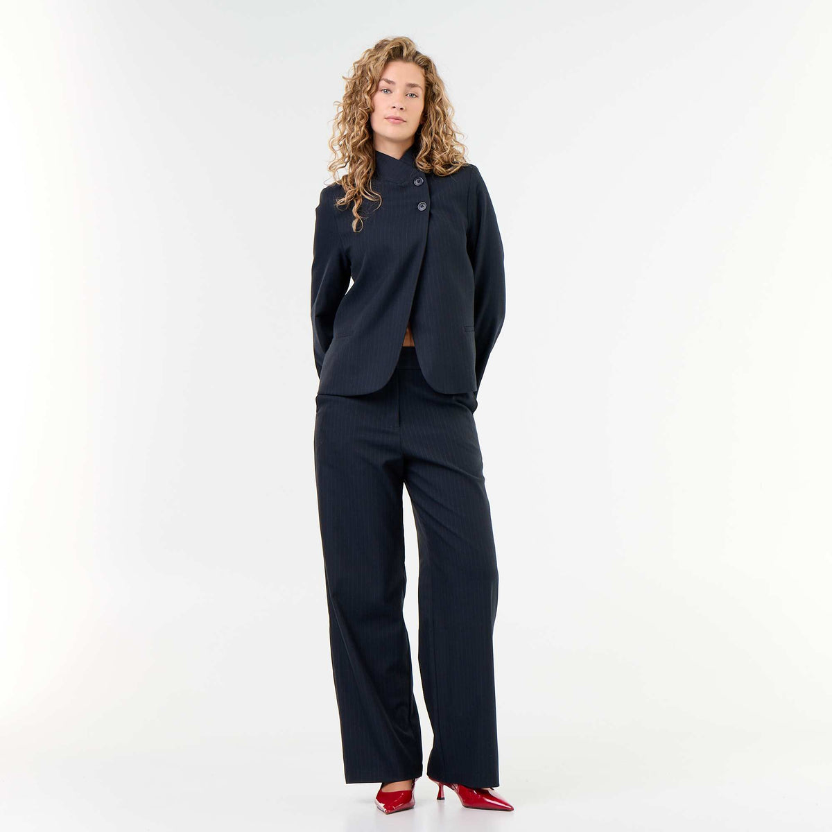 Wide-leg trousers with gold buttons BLUE