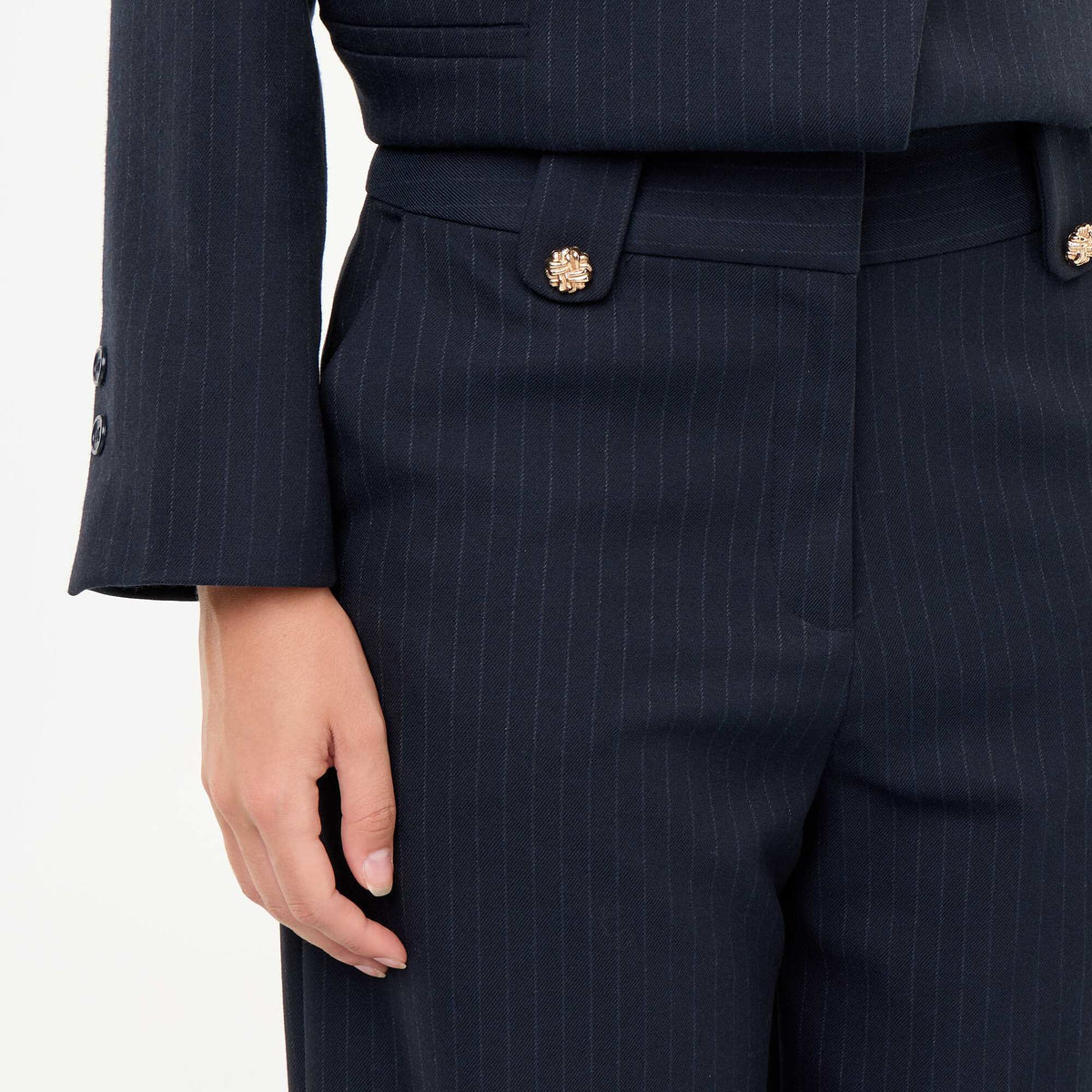 Wide-leg trousers with gold buttons BLUE