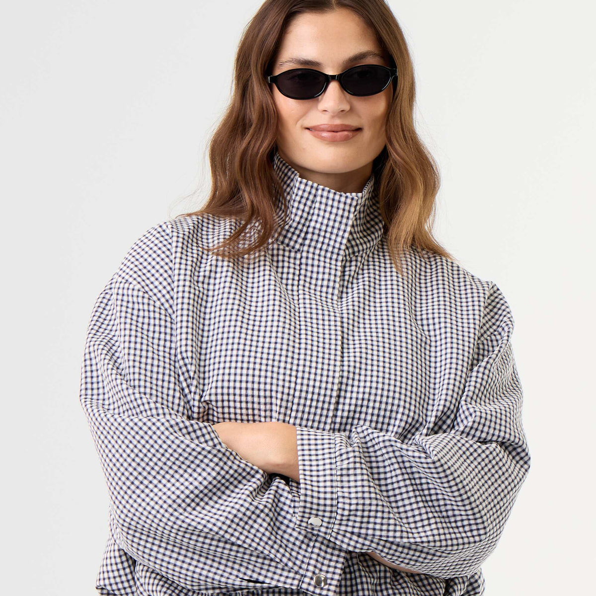 Checked bomber jacket BLUE