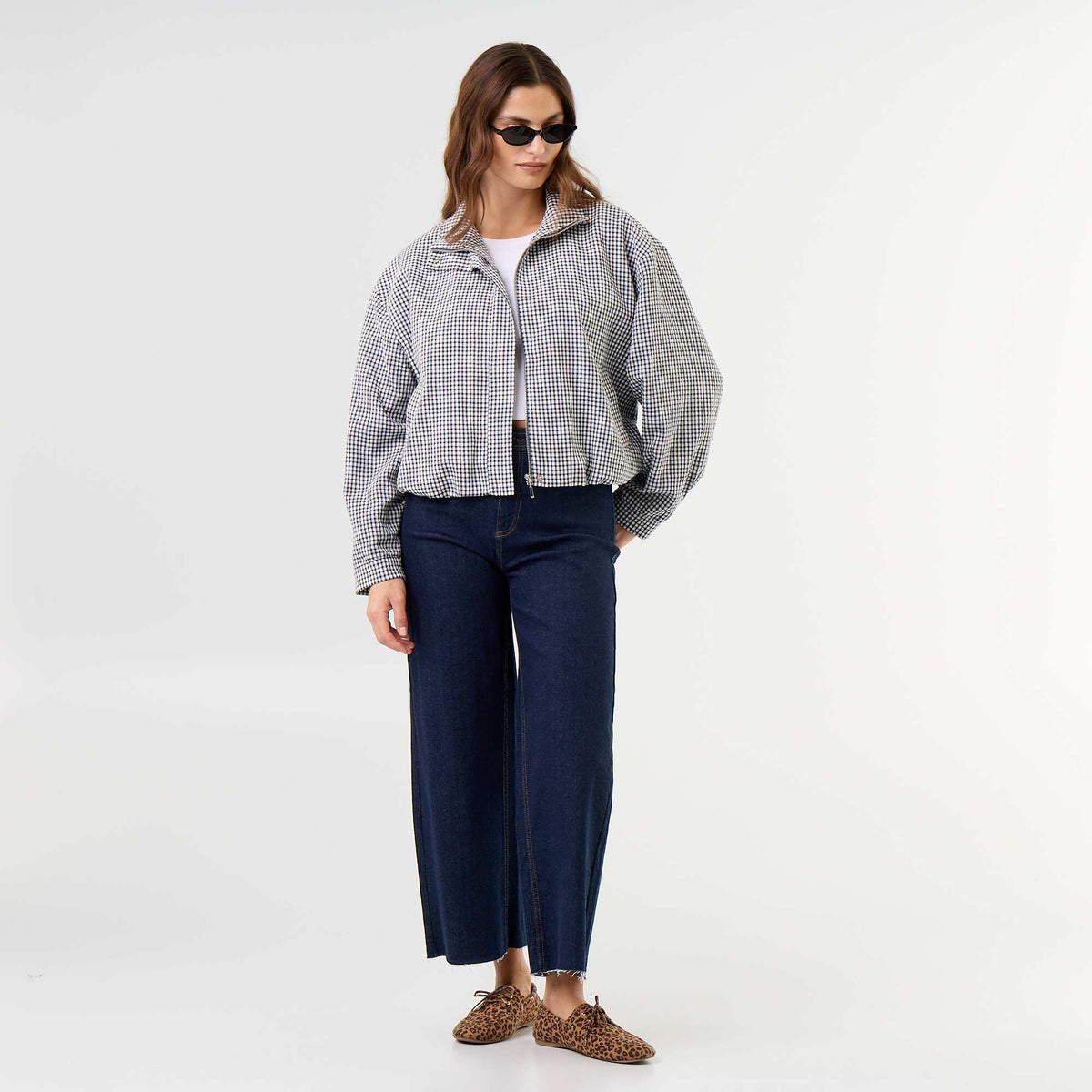 Checked bomber jacket BLUE