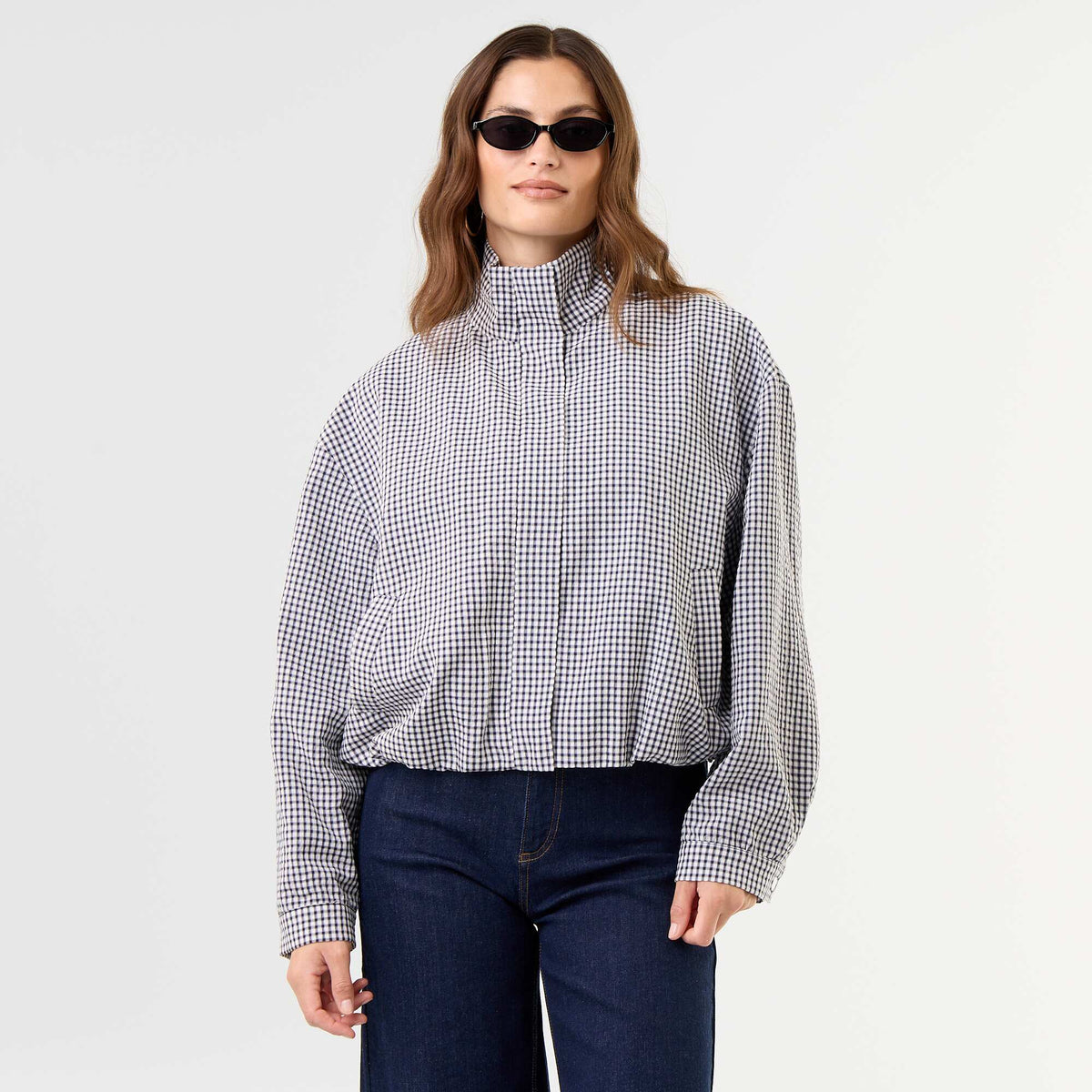 Checked bomber jacket BLUE