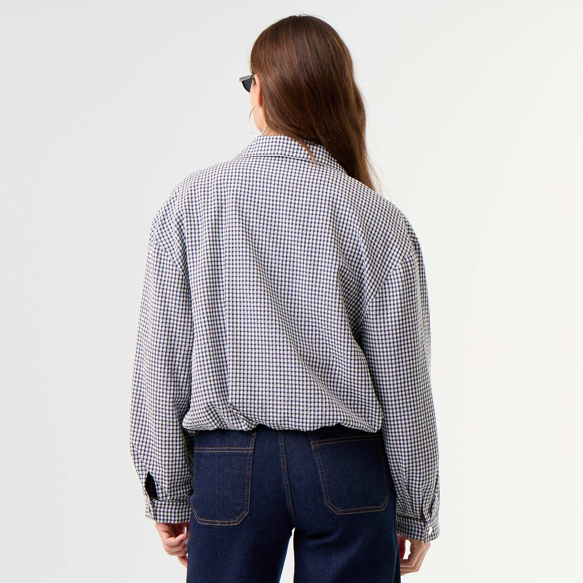 Checked bomber jacket BLUE