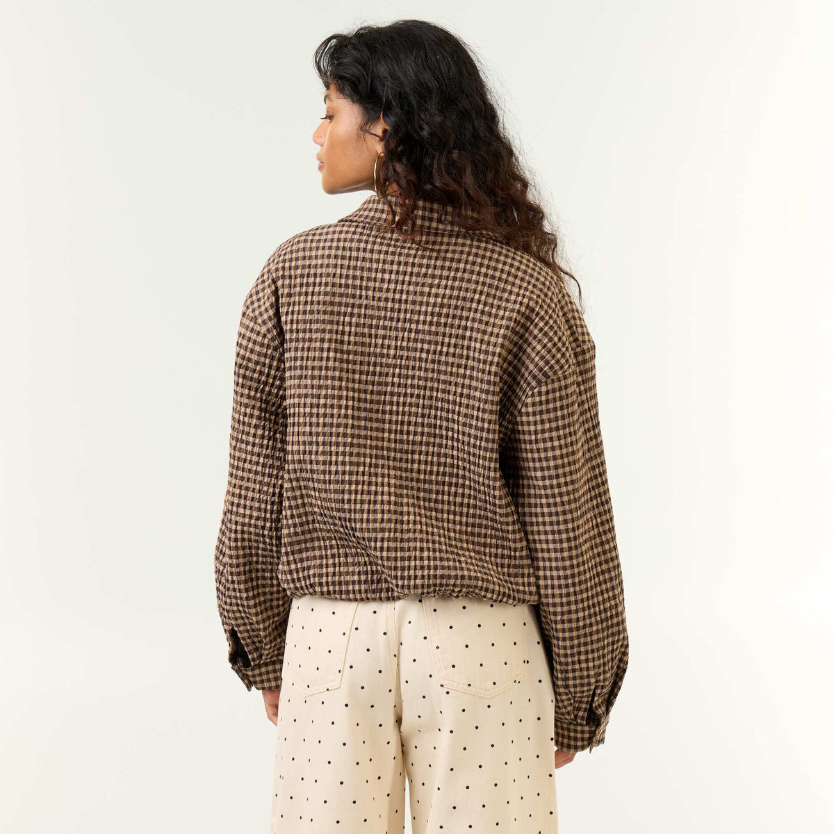 Checked Bomber Jacket BROWN