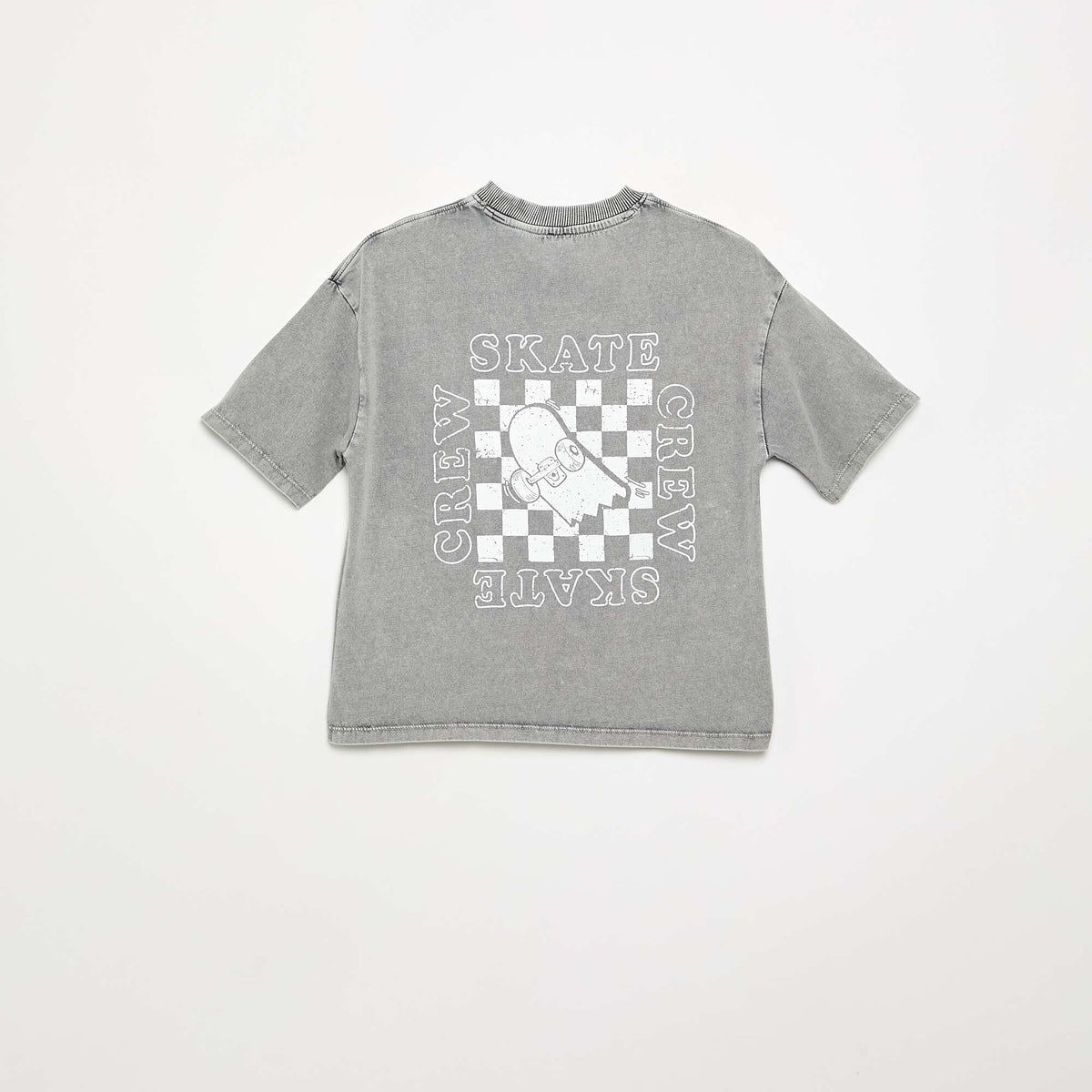Embroidered and printed short-sleeved T-shirt GREY