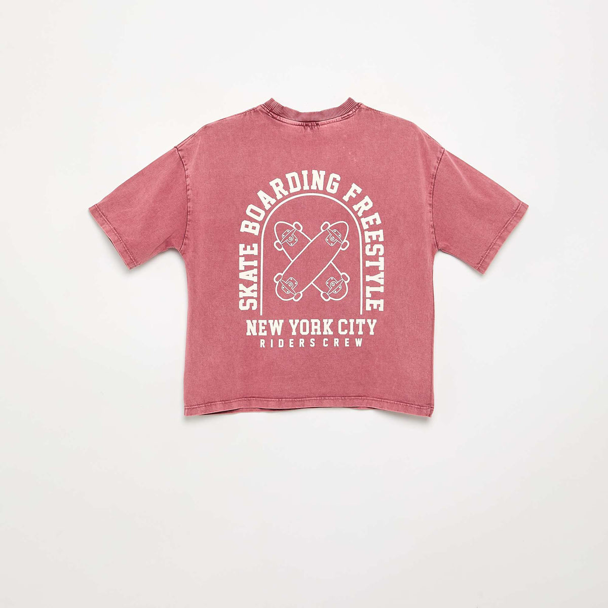 Embroidered and printed short-sleeved T-shirt PINK