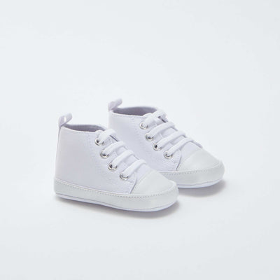High top canvas trainers WHITE