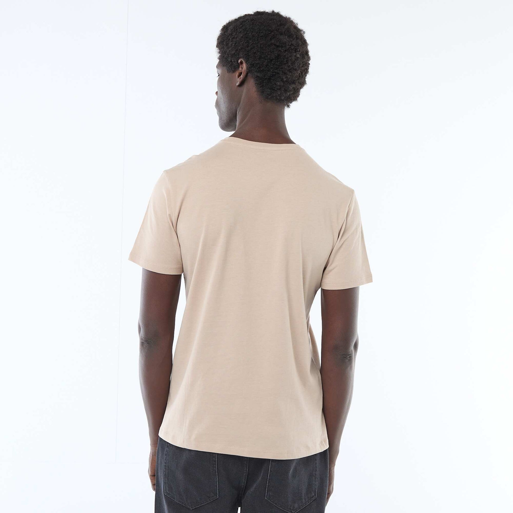 Plain jersey straight T-shirt BEIGE