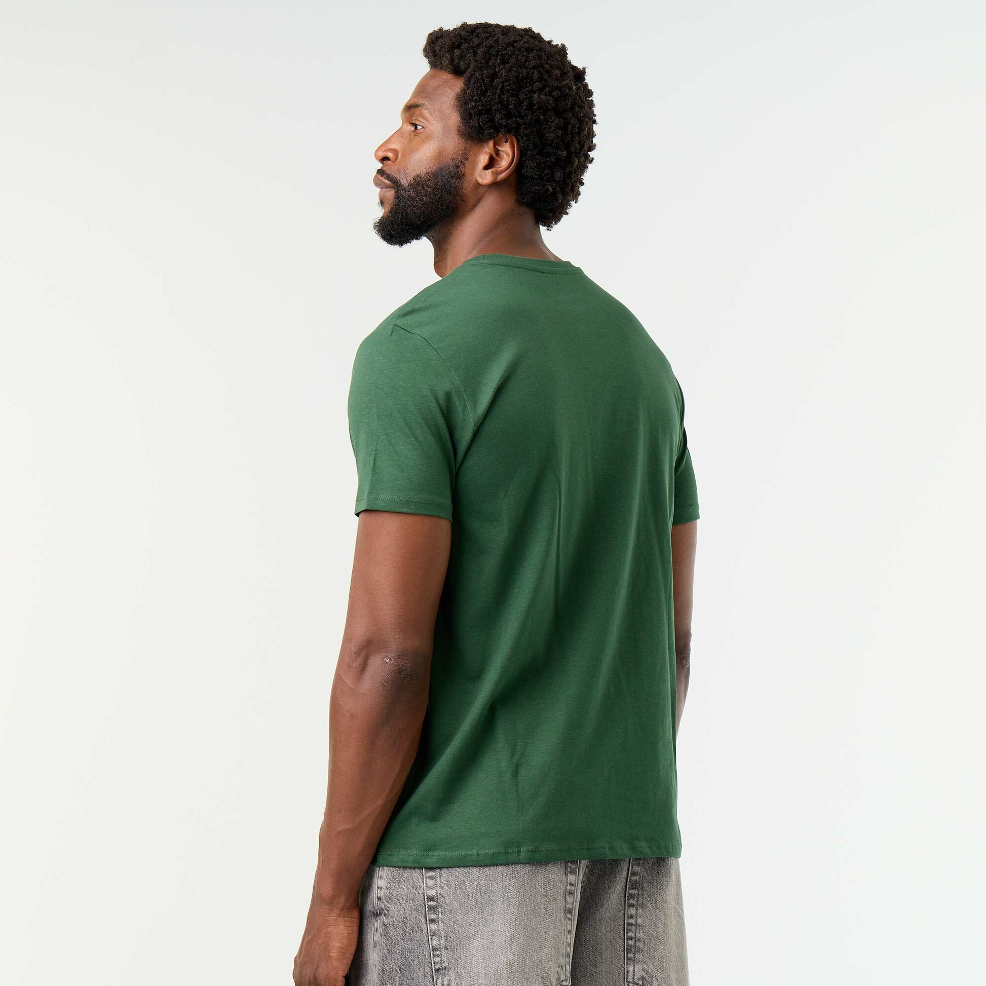 Plain jersey straight T-shirt GREEN